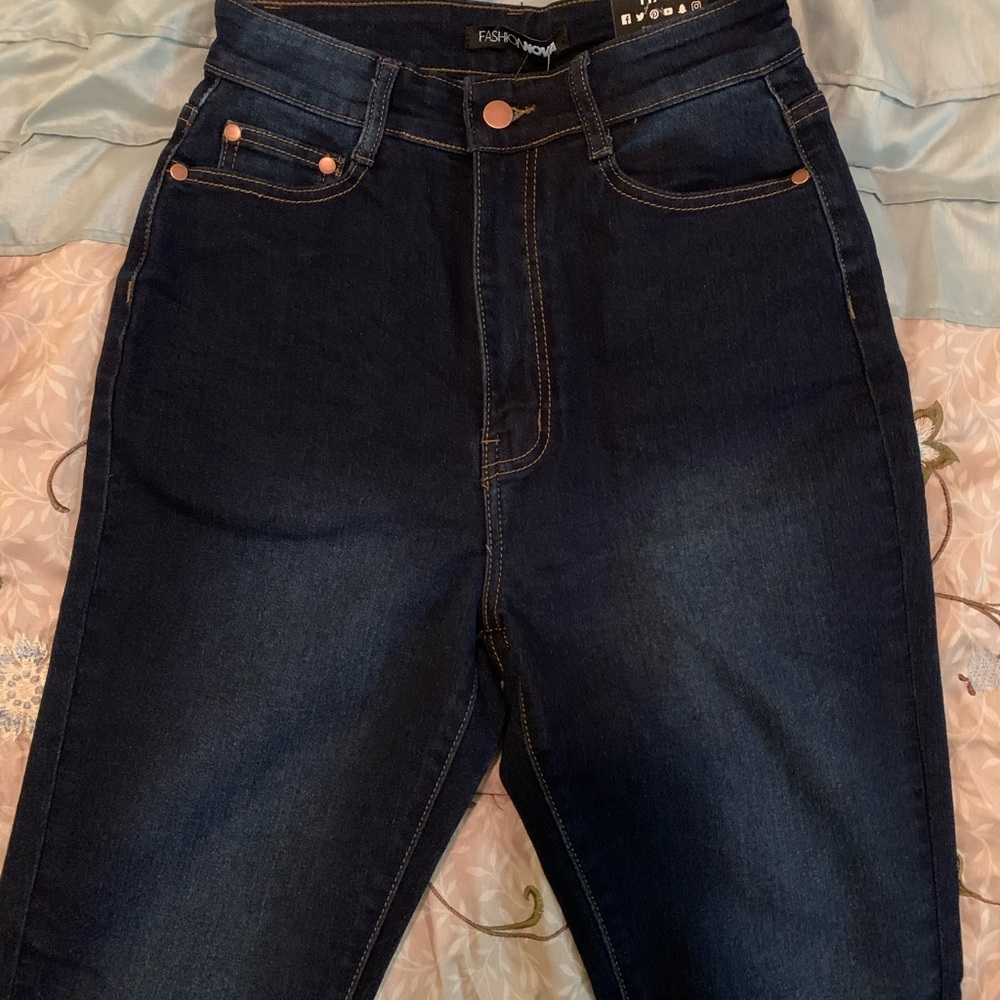 High rise dark wash jeans - true Size 8